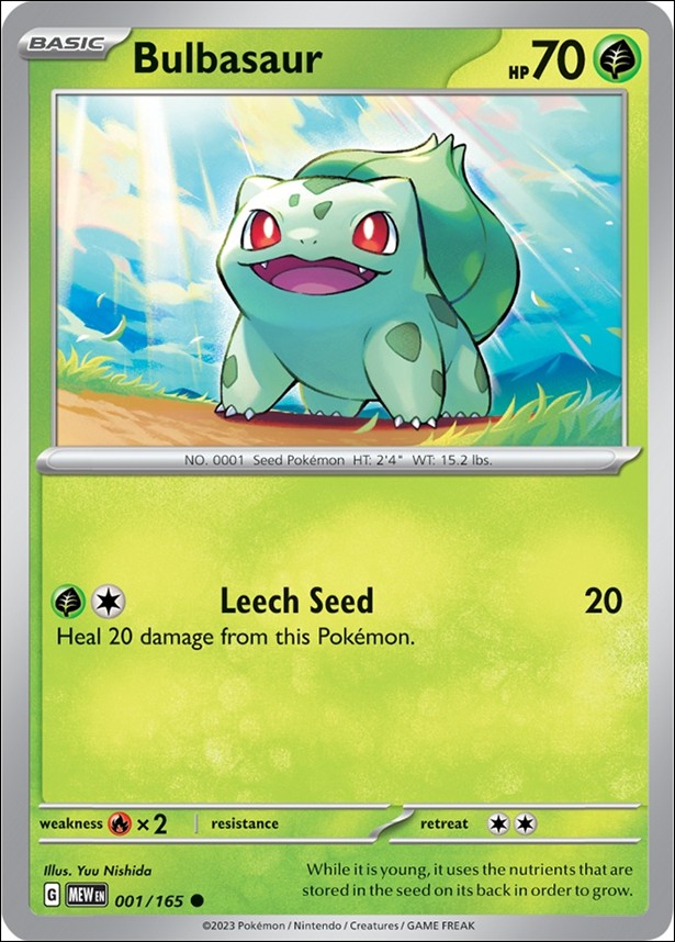 Pokemon: Scarlet & Violet - 151 (Base Set) card 001/165-B Bulbasaur (Reverse Holofoil)