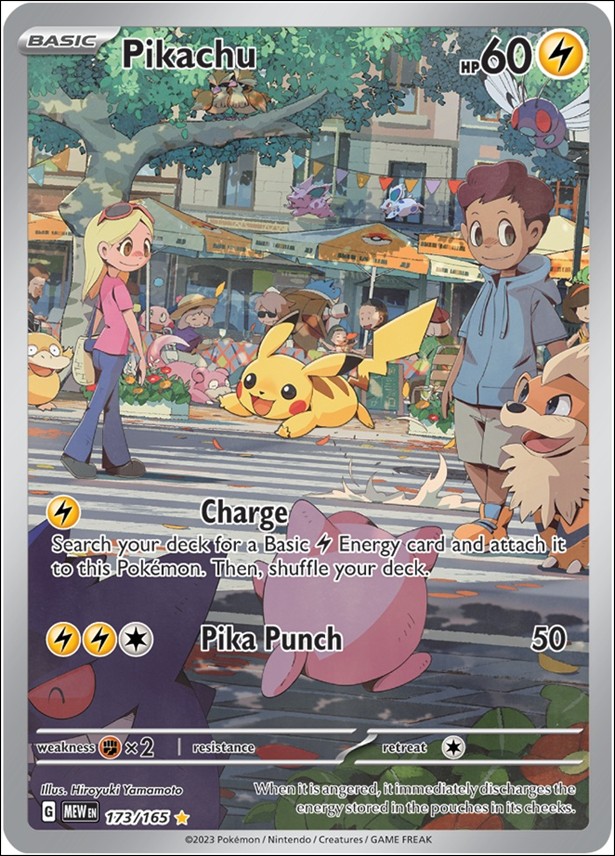 Pokemon: Scarlet & Violet - 151 (Base Set) card 173/165 Pikachu (HoloFoil) Full Art Illustration
