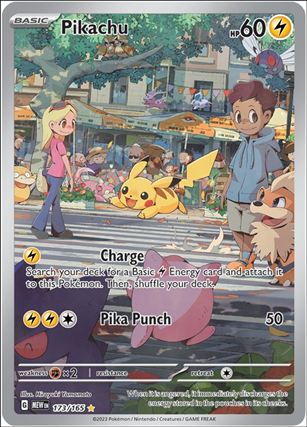 Pokemon: Scarlet & Violet - 151 (Base Set) card 173/165 Pikachu (HoloFoil) Full Art Illustration
