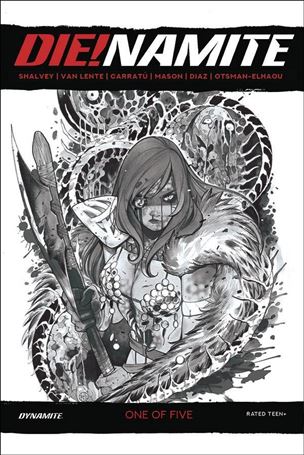 Die!namite issue 1-O Peach Momoko 1:35 Red Sonja B&W Zombie Cover