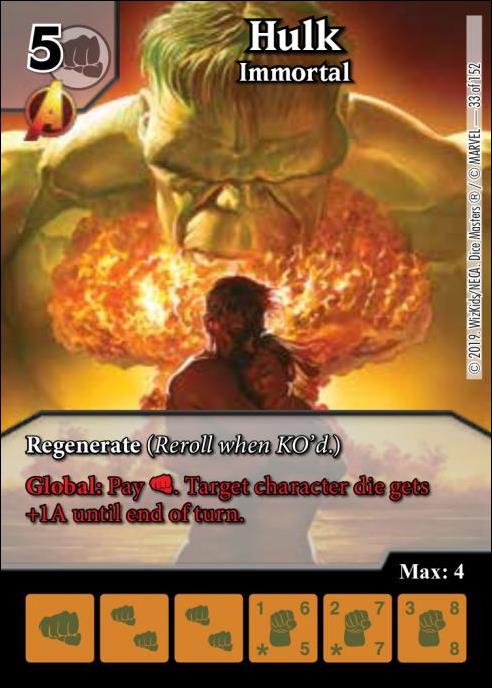 Marvel Dice Masters  Avengers Infinity Gauntlet card 33 Hulk: Immortal
