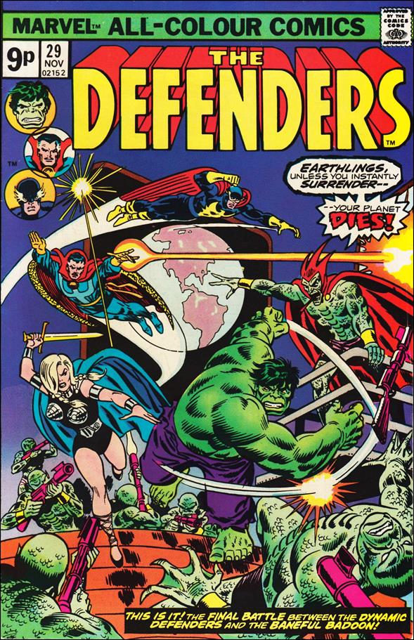 Defenders (1972) issue 29-B UK Price Cover