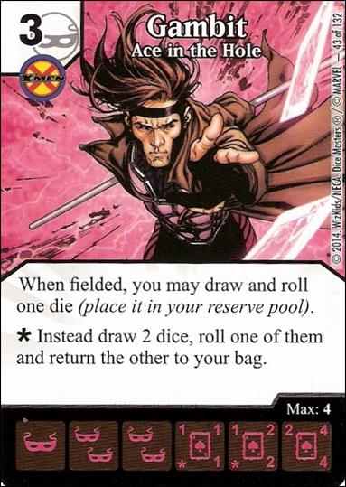 Marvel Dice Masters Avengers vs. X-Men  card 43 Gambit: Ace in the Hole