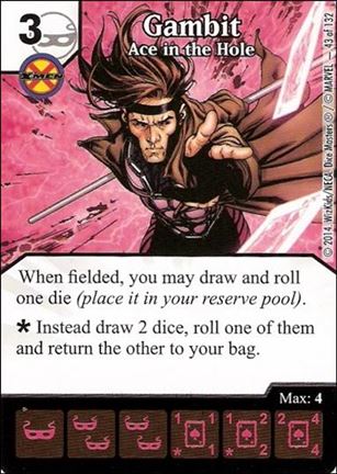 Marvel Dice Masters Avengers vs. X-Men  card 43 Gambit: Ace in the Hole