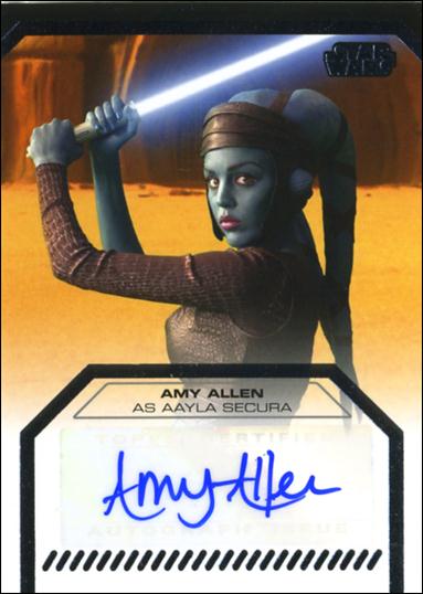 Star Wars Galactic Files (Autograph Subset) card nn1 Amy Allen as Aayla Secura 1/500 (1:605 Packs)