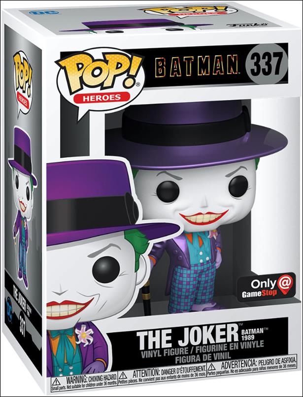 POP! Heroes figure 337-C The Joker Batman 1989 (Metallic) GameStop
