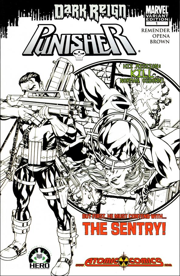 Punisher (2009) issue 1-C Hero Initiative / Atomic Comics B&W Cover 