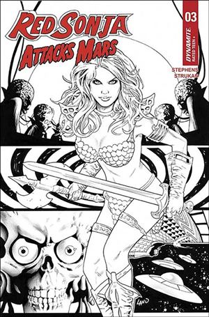 Red Sonja Attacks Mars issue 3.00-J Greg Land B&W 1:7 Cardstock Cover