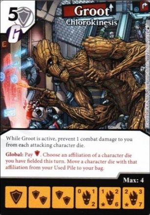 Marvel Dice Master's Kree Invasion Team Pack card 5 Groot - Chlorokinesis