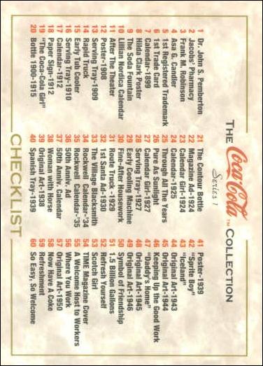 Coca-Cola Collection Series 1 (Base Set) card 100 Checklist