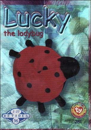 Beanie Babies Series 2 (Retired Beanies Subset) card 281 Lucky the Ladybug Blue Lettering