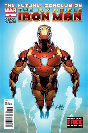 Invincible Iron Man (2008) issue 527 Salvador Larroca Flying Cover