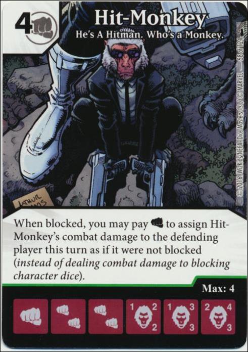 Marvel Dice Masters Deadpool card 58 Hit-Monkey: He's a Hitman, Who's a Monkey