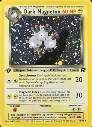 Pokemon: Team Rocket (Base Set) card 11 Dark Magneton (Holo) - 1st Edition