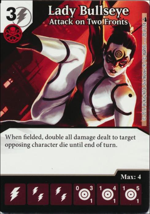 Marvel Dice Masters Deadpool card 20 Lady Bullseye: Attack on Two Fronts 