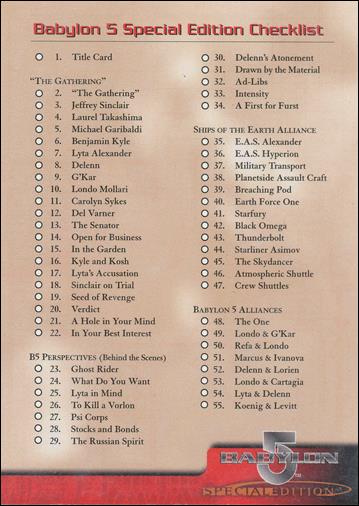 Babylon 5 Special Edition (Base Set) card 72 Checklist