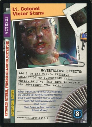 X-Files: 101361 (Base Set) card XF97-0495x1 Lt. Colonel Victor Stans