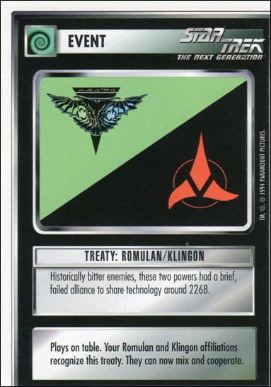 Star Trek: Premiere Unlimited (Base Set) card 101 Treaty: Romulan/Klingon