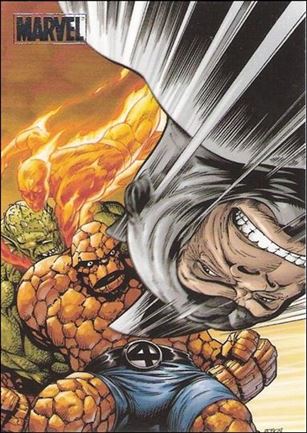 Marvel Heroes and Villains (Silver Foil Parallel Base Set) card 57 Thing & Human Torch vs Rhino & Abomination