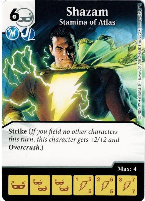 DC Comics Dice Masters Mystics Team Pack card 16 Shazam: Stamina of Atlas