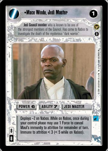 Star Wars: Theed Palace Limited (Base Set) card 78 Mace Windu, Jedi Master (Alternate Image)