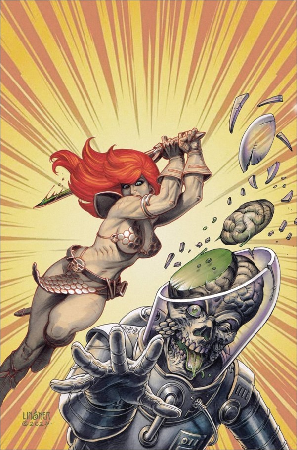 Red Sonja Attacks Mars issue 2-D Joseph Michael Linsner Virgin Cardstock Cover