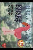 Beanie Babies Series 1 (Birthday or Rookie Subset) card 42-B Pinky the Flamingo Blue Lettering