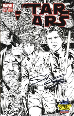 Star Wars (2015) issue 1-YIA Brooks Midtown Comics B&W Cvr (Sgnd by J.Cassaday)