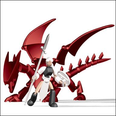 Stikfas Deluxe Pack figure 2-B Beta Female Warrior with Dragon (Red)