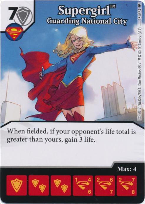 DC Comics Dice Masters Superman and Wonder Woman Starter Set card 18 Supergirl: Guarding National City