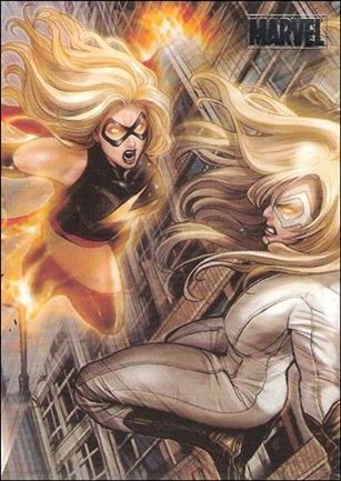 Marvel Heroes and Villains (Silver Foil Parallel Base Set) card 68 Ms. Marvel vs Moonstone