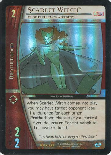 Marvel Knights: VS System (Foil Parallel Base Set) card MMK-195 Scarlet Witch