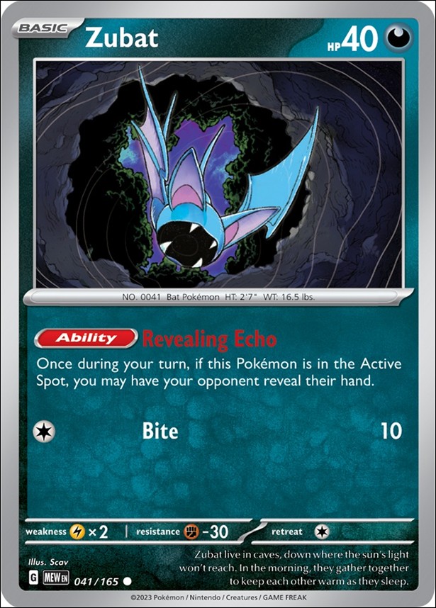 Pokemon: Scarlet & Violet - 151 (Base Set) card 041/165 Zubat