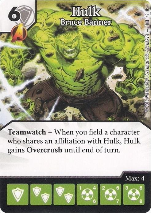 Marvel Dice Masters Age of Ultron  card 11 Hulk: Bruce Banner