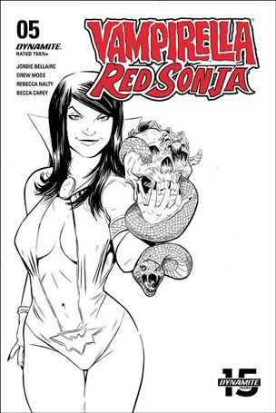Vampirella / Red Sonja issue 5-F Drew Moss B&W Cover
