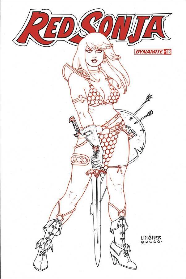 Red Sonja (2019) issue 18-L Joseph Michael Linsner 1:20 Black/White/Red Cover