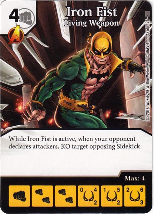 Marvel Dice Masters Civil War card 43 Iron Fist: Living Weapon