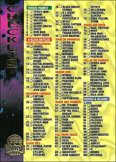 Marvel Universe: Series 5 (Base Set) card 200 Checklist