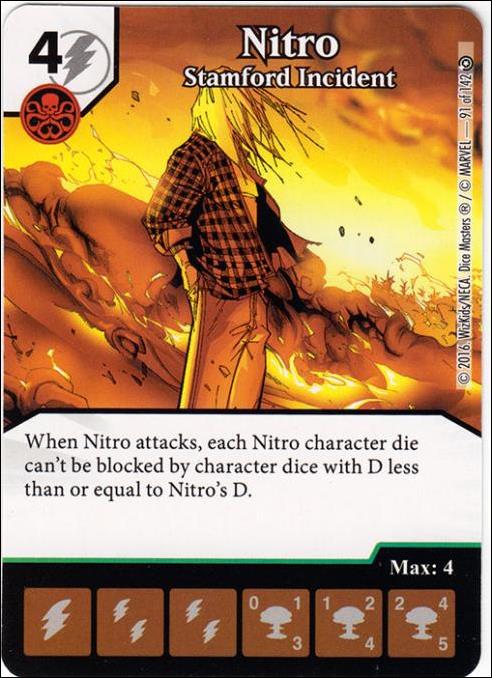 Marvel Dice Masters Civil War card 91 Nitro: Stamford Incident
