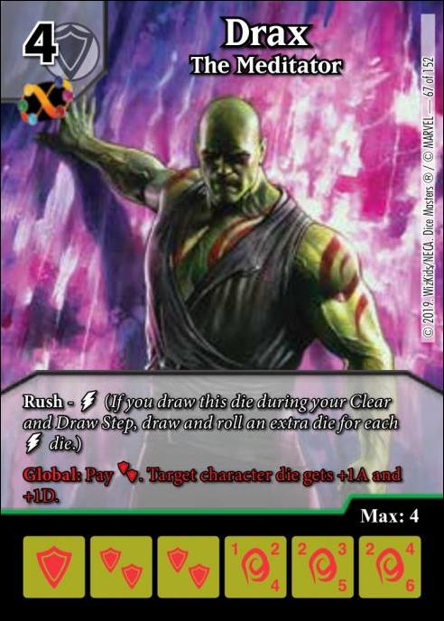 Marvel Dice Masters  Avengers Infinity Gauntlet card 67 Drax: The Mediator