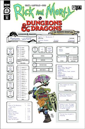 Rick and Morty vs Dungeons & Dragons: The Meeseeks Adventure issue One Shot-C Troy Little 1:10 Character Sheet Cover