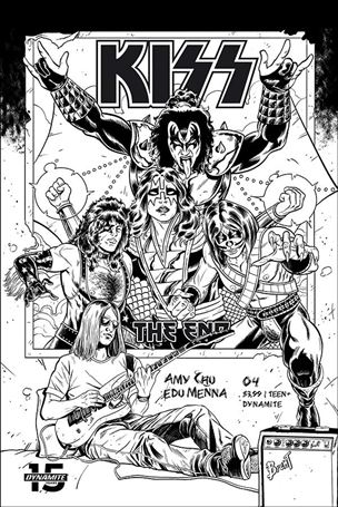 Kiss: The End issue 4-F Brent Schoonover 1:20 Black & White Cover