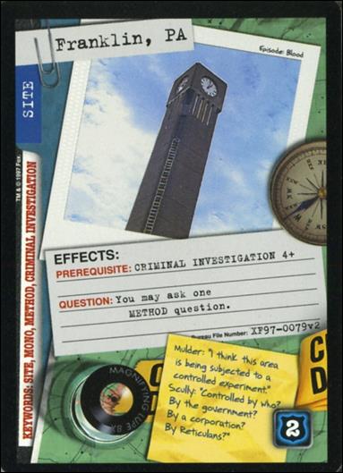 X-Files: The Truth Is Out There (Base Set) card XF97-0079v2 Franklin, PA