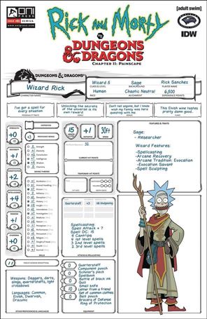Rick and Morty vs Dungeons & Dragons Chapter II: Painscape issue 1-C Troy Look & Jim Zub Character Sheet Cover