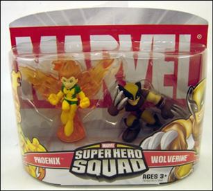 Marvel Super Hero Squad figure 16 Phoenix and Wolverine (Brown Costume)