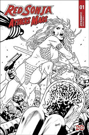 Red Sonja Attacks Mars issue 1-L Greg Land B&W 1:7 Cardstock Cover