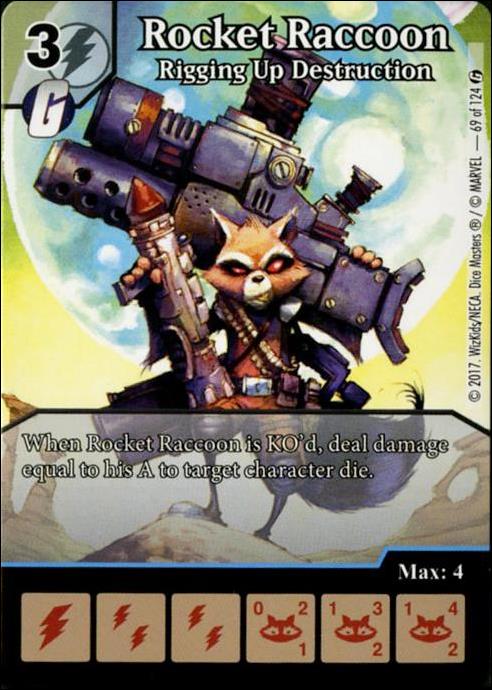 Marvel Dice Masters Guardians of the Galaxy  card 69-B Rocket Raccoon: Rigging Up Destruction (Alternate)