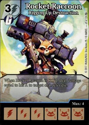 Marvel Dice Masters Guardians of the Galaxy  card 69-B Rocket Raccoon: Rigging Up Destruction (Alternate)