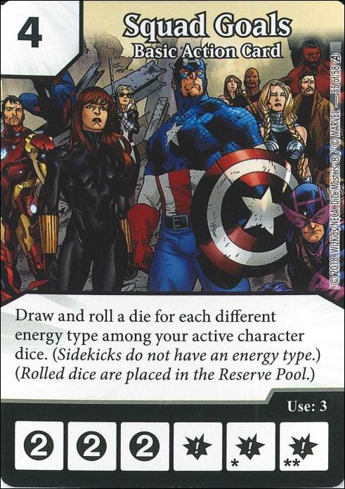 Marvel Dice Masters Avengers Infinity Campaign Box  card 55 Squad Goals; Basic Action Card 