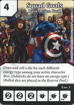 Marvel Dice Masters Avengers Infinity Campaign Box  card 55 Squad Goals; Basic Action Card 